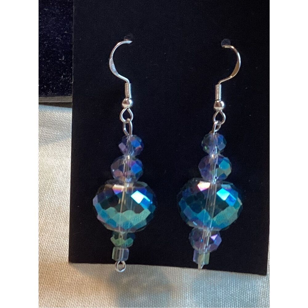 NWOT. AB Crystalline Drop Dangle Earrings on Sterling Silver Fishhook Wires